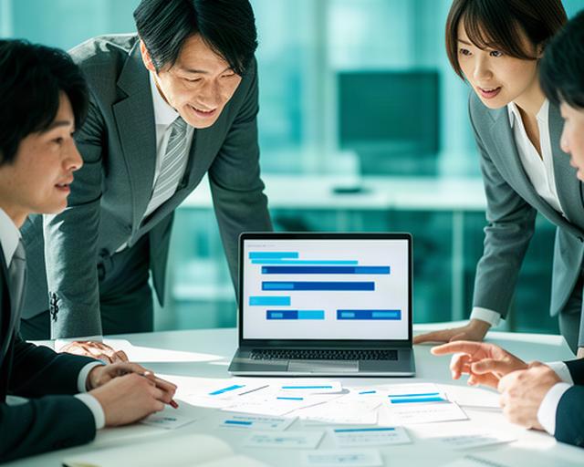 営業チームが案件一覧を確認し、顧客ごとのフォロー順を決めている様子