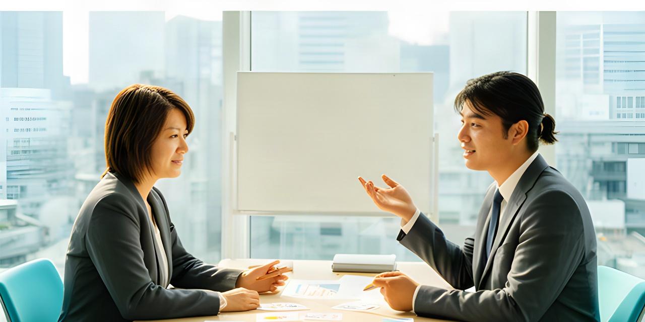 東京都江東区有明のオフィスで、経営者と業務担当者が改善計画を話し合う様子